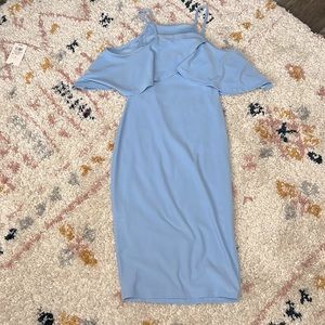 Blue off the shoulder midi dress